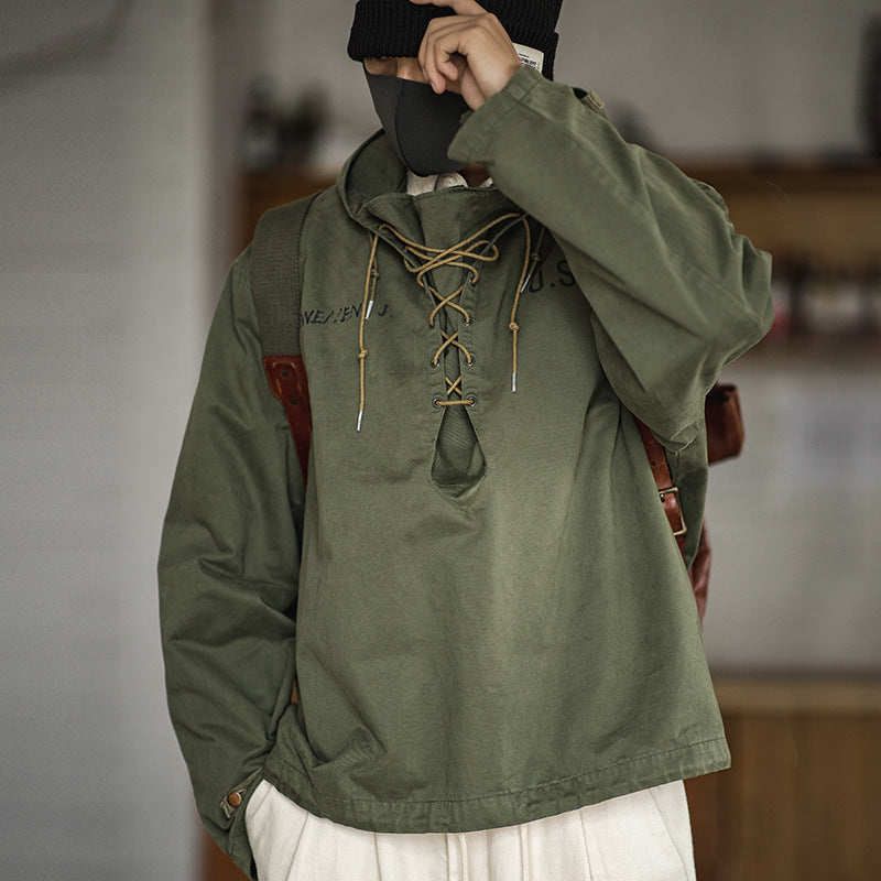 Retro Military Windbreaker Jacket and Sweater for Men