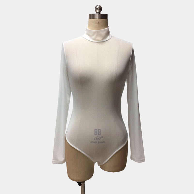 Women's Long Sleeve Mesh Bodysuit for Dance Performances