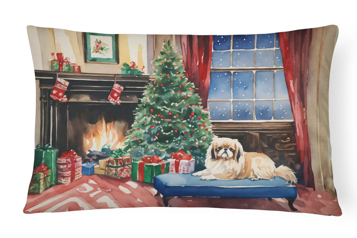 Pekingese Cozy Christmas Throw Pillow