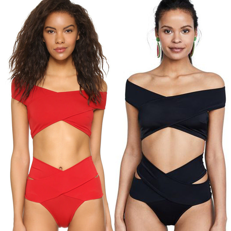 Women's Off-Shoulder Wrap Cutout One-Piece Swimsuit