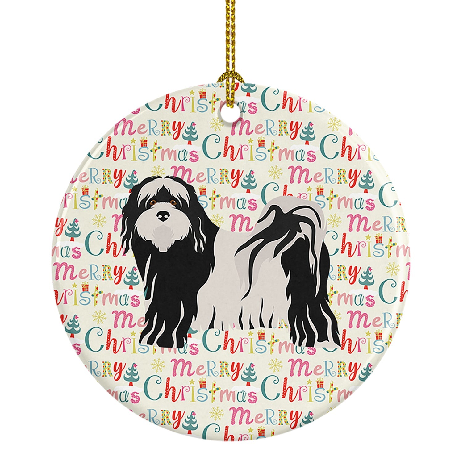 Tibetan Terrier Merry Christmas Ceramic Ornament