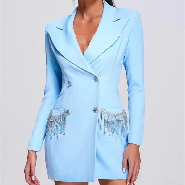 Women's Long-sleeved V-neck Tassel Jacket