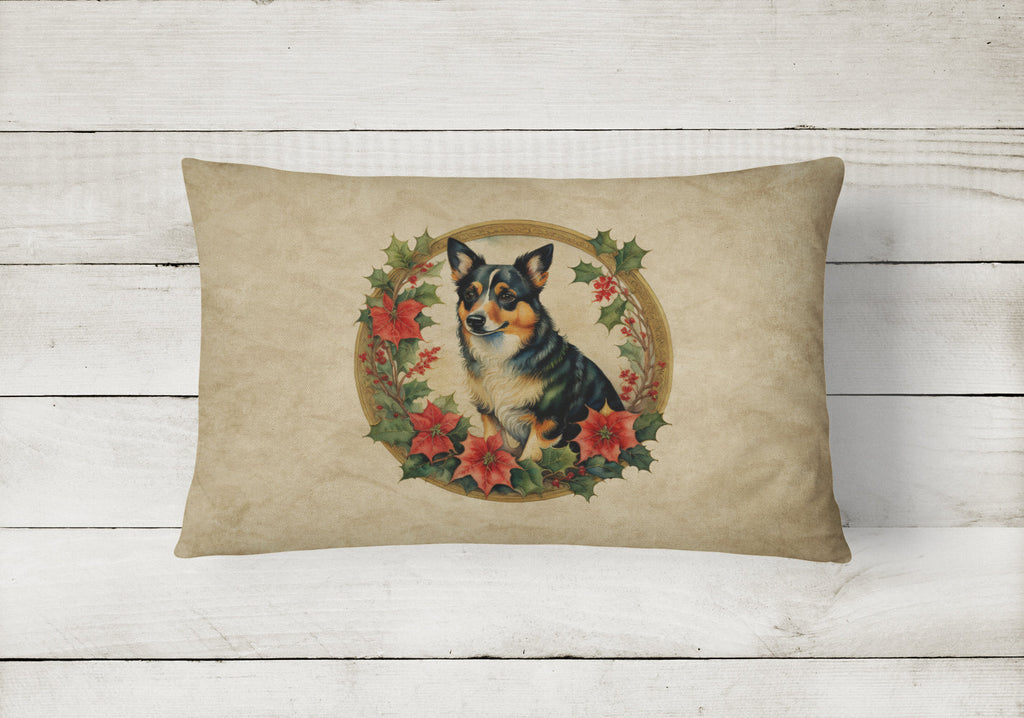 Lancashire Heeler Christmas Flowers Throw Pillow
