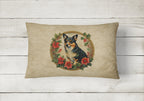 Lancashire Heeler Christmas Flowers Throw Pillow