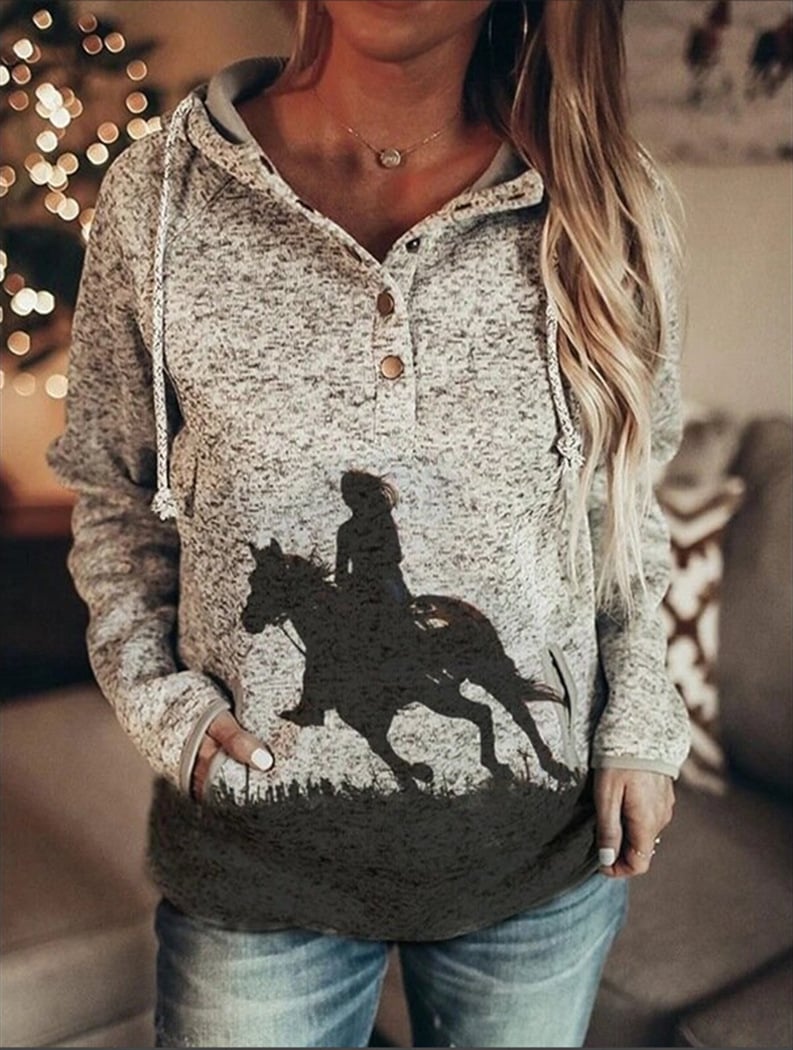 Women's Loose Pullover Sweater with Print Design | Streetwear