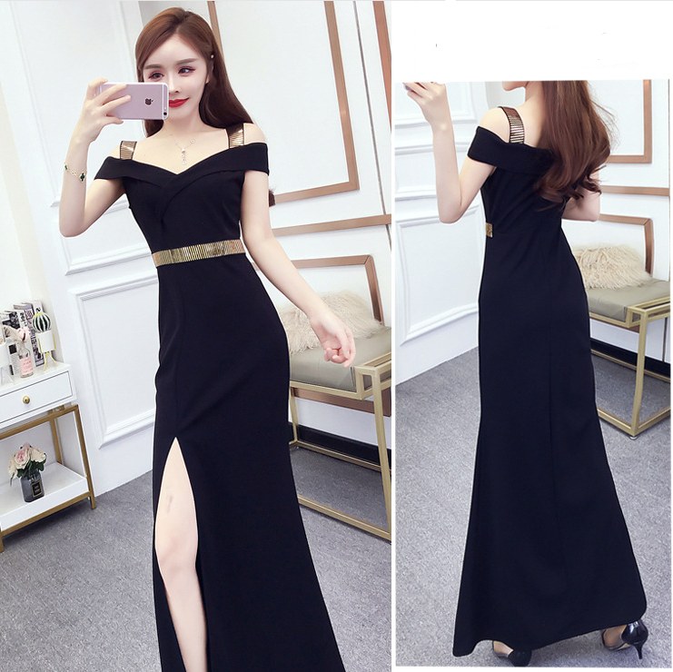 Sexy Spaghetti Strap Dress with Slit Long Gown