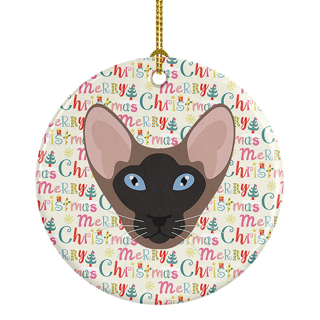 Oriental Bicolor Cat Christmas Ceramic Ornament