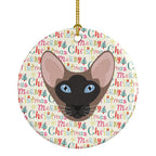 Oriental Bicolor Cat Christmas Ceramic Ornament