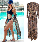 New Chiffon Leopard Print Bikini Cover-Up for Beach