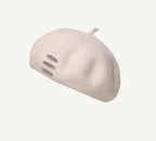 Japanese Rhinestone Wool Beret Hat for Women | Embroidered Cap