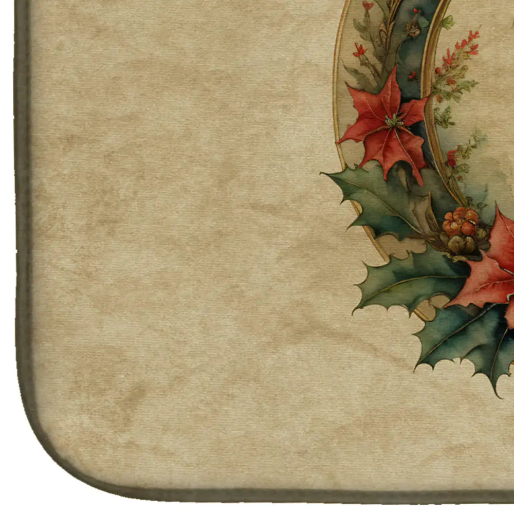 Papillon Christmas Flowers Dish Drying Mat