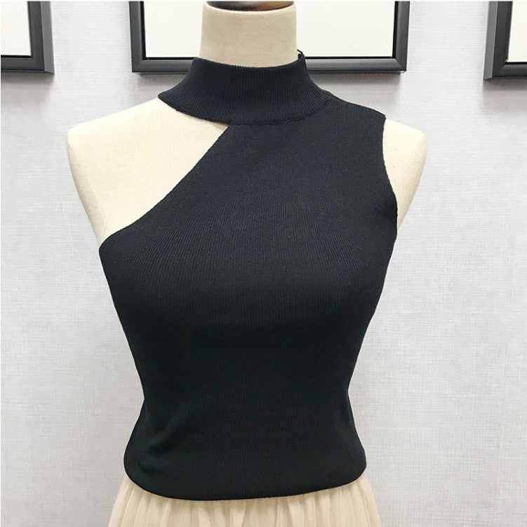 Versatile Off-Shoulder Crop Top with Knitted Tank