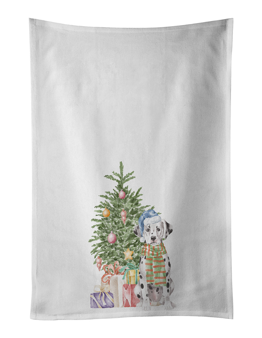 Dalmatian Puppy Christmas Presents and Tree Kitchen Towel Set of 2