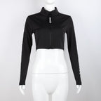 Women's Stretch Long-sleeved Cropped Cardigan