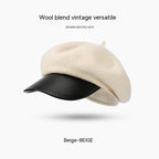 Vintage Wool Blend Women's Windproof Beret Hat | Embroidered Cap