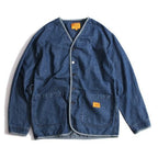 2024 Japanese Retro V-Neck Denim Jacket for Men