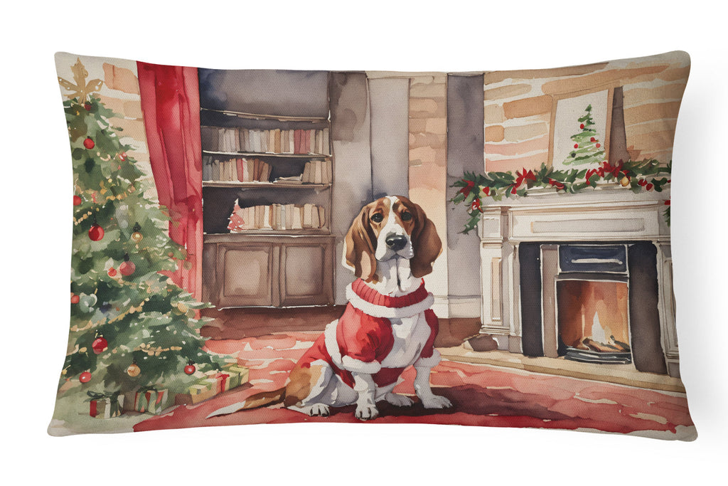 Basset Hound Christmas Throw Pillow