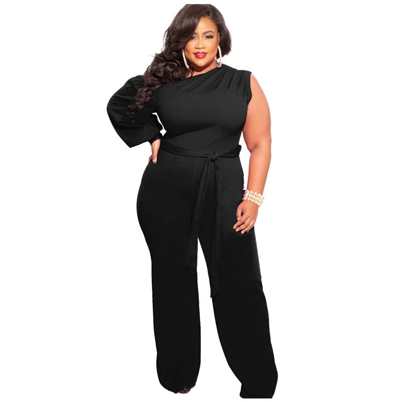 Summer Autumn Women's One Sleeve Jumpsuit Bodysuit 4XL