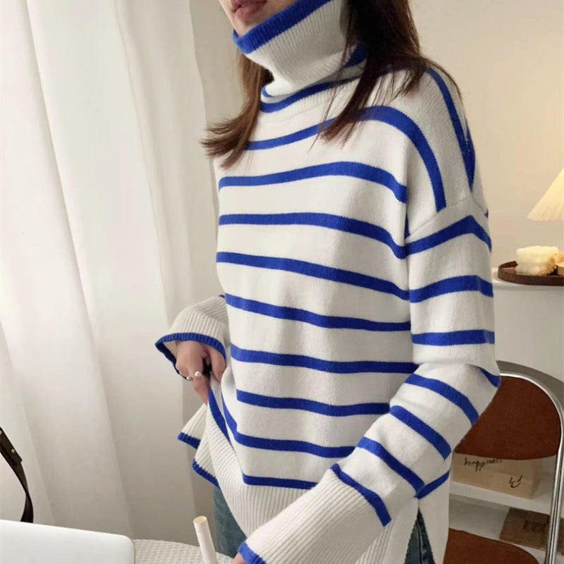 Comfortable Striped Thermal Sweater Top for Casual Wear