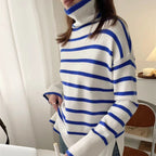 Comfortable Striped Thermal Sweater Top for Casual Wear