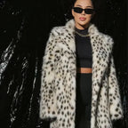Women's Leopard Print Faux Fur Hooded Coat