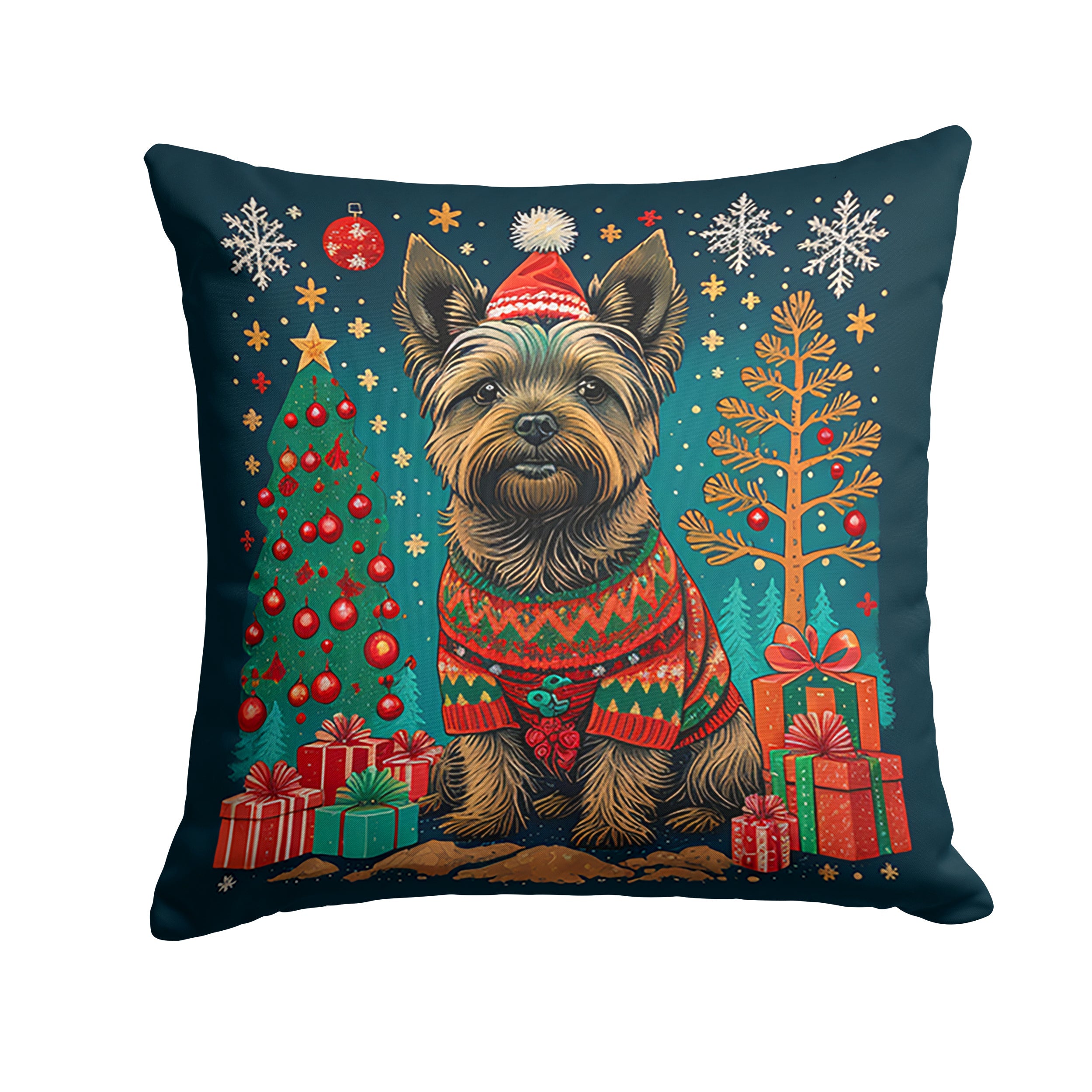 Cairn Terrier Christmas Throw Pillow