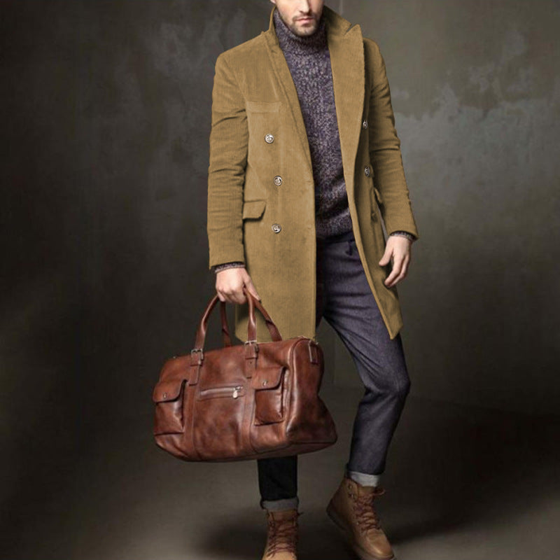 Mid-Length Double-Breasted Men's Youth Jacket