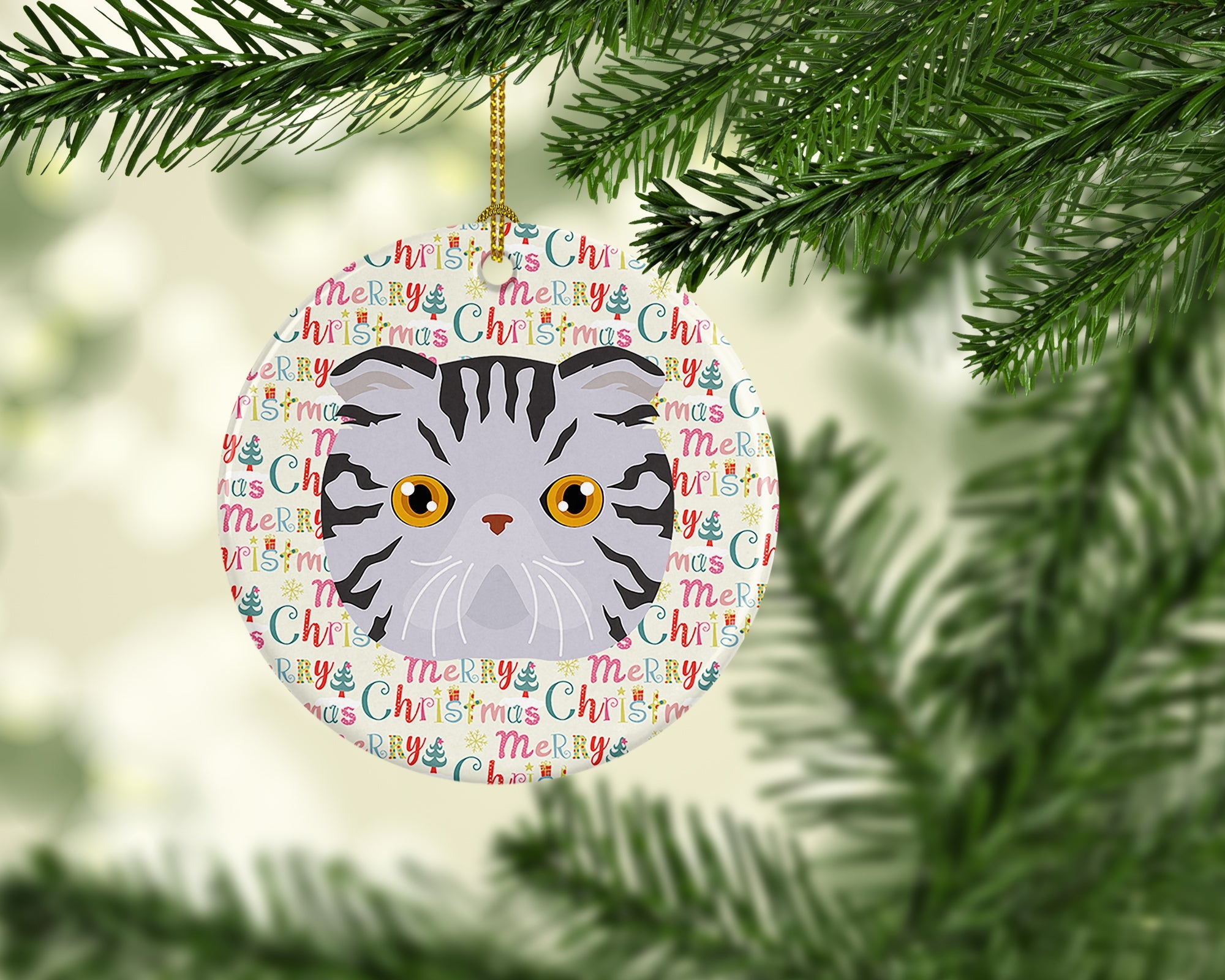 Foldex Exotic Fold Cat Christmas Ceramic Ornament