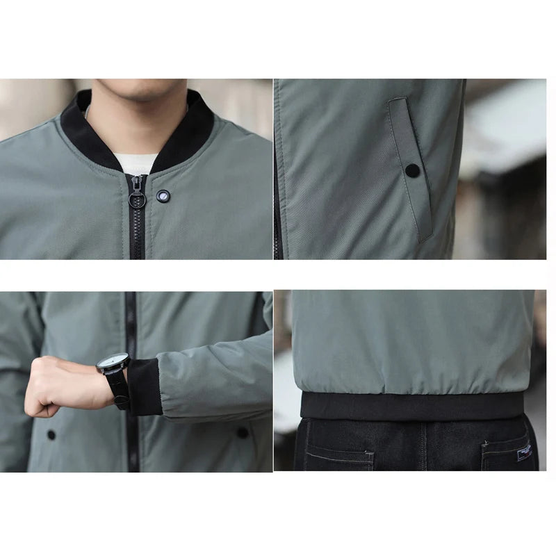BROWON Men's Solid Color Bomber Jacket Casual Wear