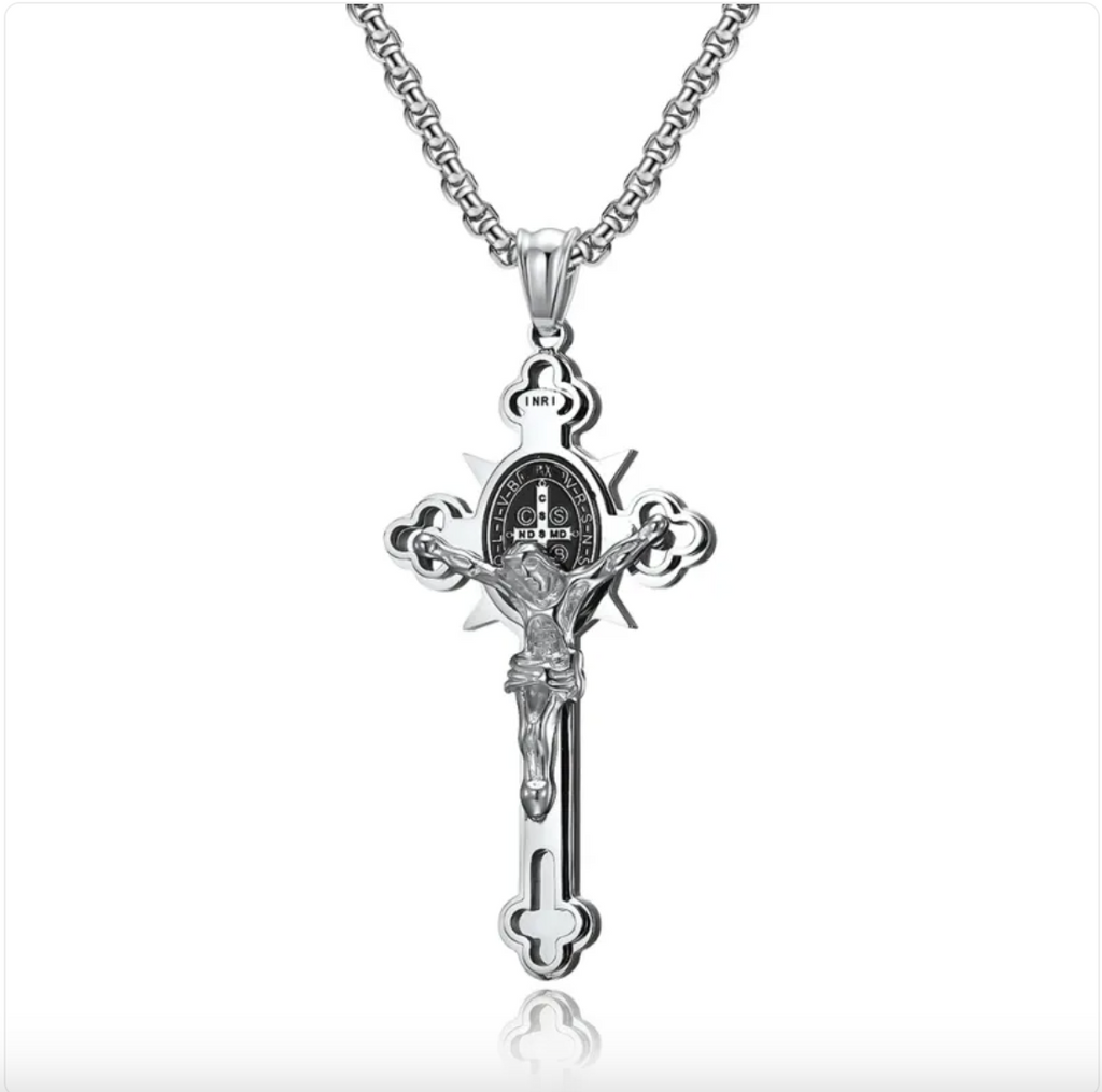 3D Stainless Steel Crucifix Cross Necklace
