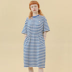 Blue Stripe Loose Midi Dress