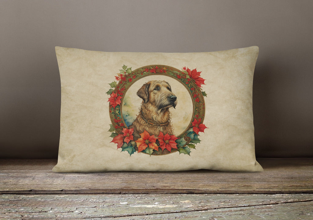 Irish Wolfhound Christmas Flowers Throw Pillow