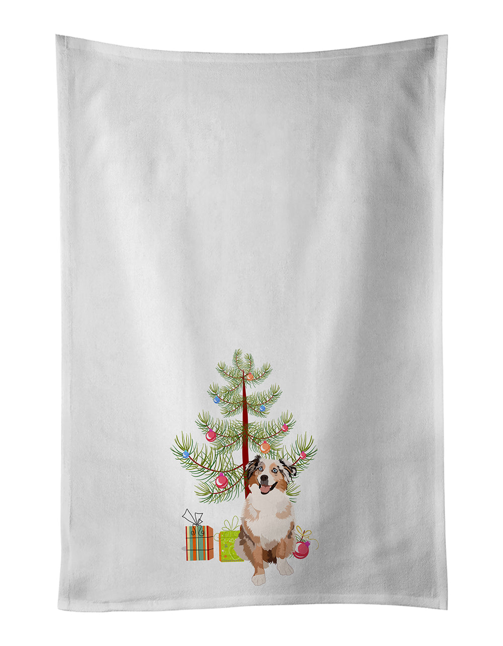 Australian Shepherd Red Merle Tricolor #2 Christmas Kitchen Towel Set of 2