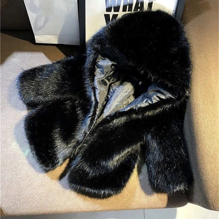 Boys and Girls Thickened Faux Fur Cotton Jacket