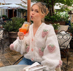 Handmade Strawberry Knitted Cardigan for Women