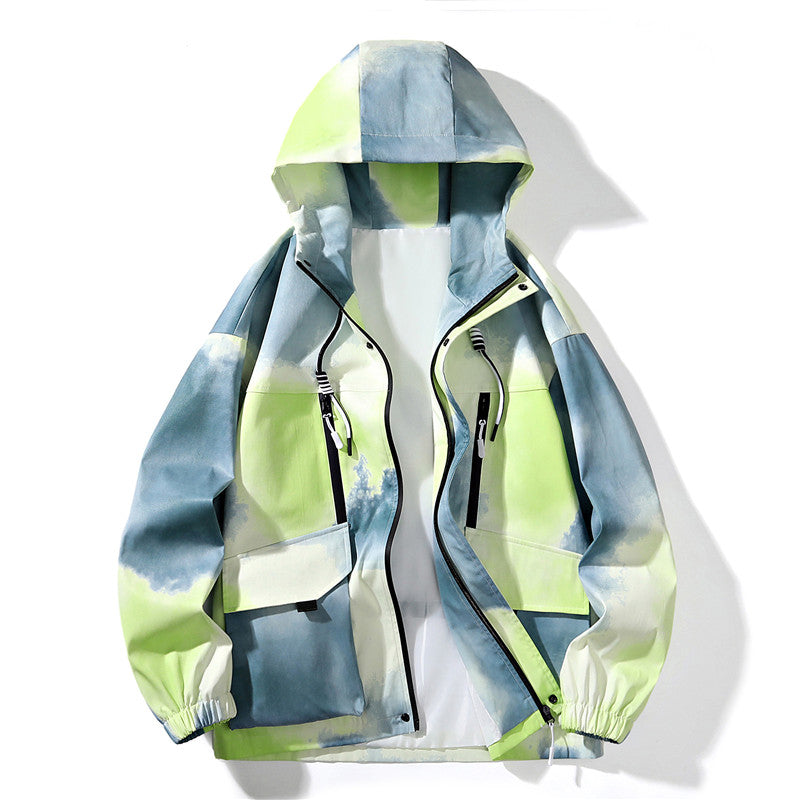 Men's Tie Dye Hoodie Jacket, Hip Hop Style for Spring | Streetwear