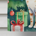 Ocicat Cat By the Christmas Tree House Flag