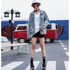 Vintage Floral Embroidery Ripped Denim Jacket for Women