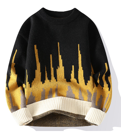 Apollo Edfic Sweater - Warm Color Block Knit (One Piece)