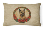 Cairn Terrier Christmas Flowers Throw Pillow