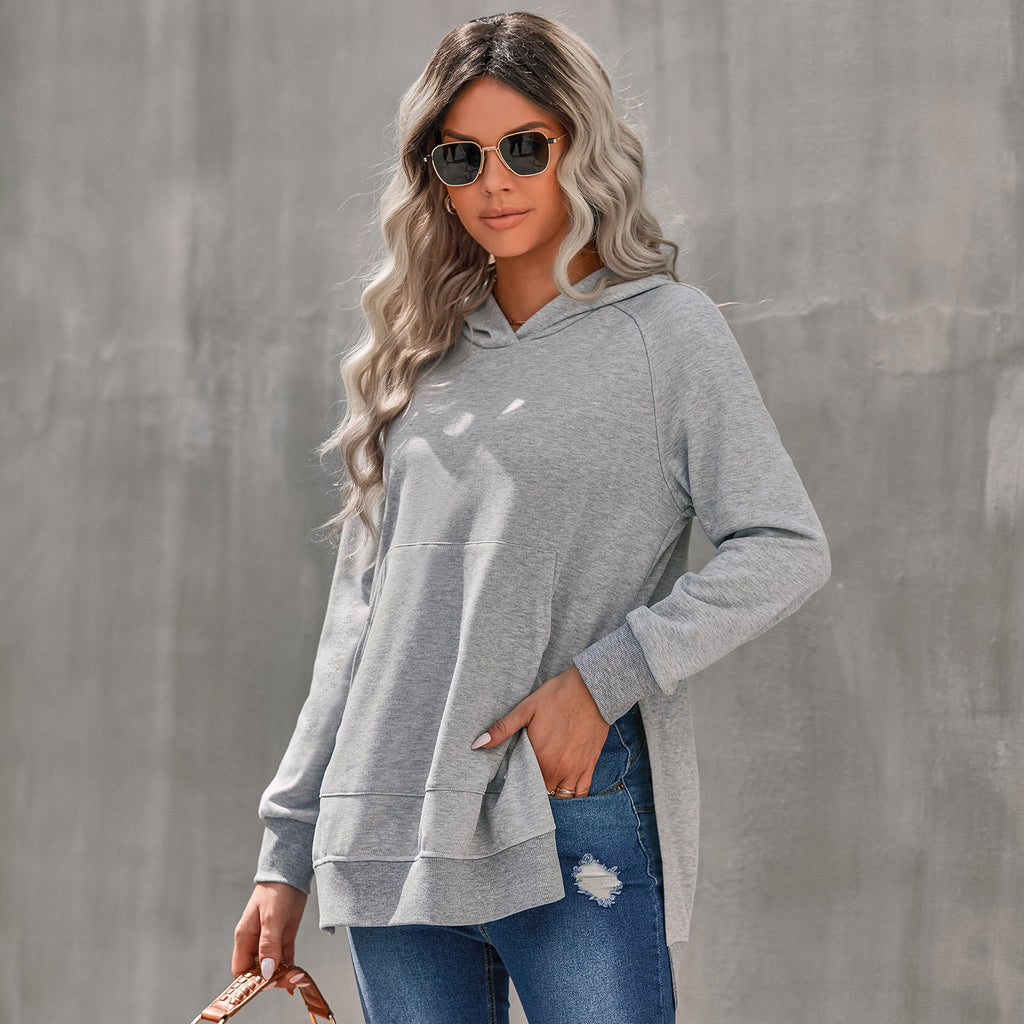 Solid Color Hooded Pullover Sweatshirt | Streetwear