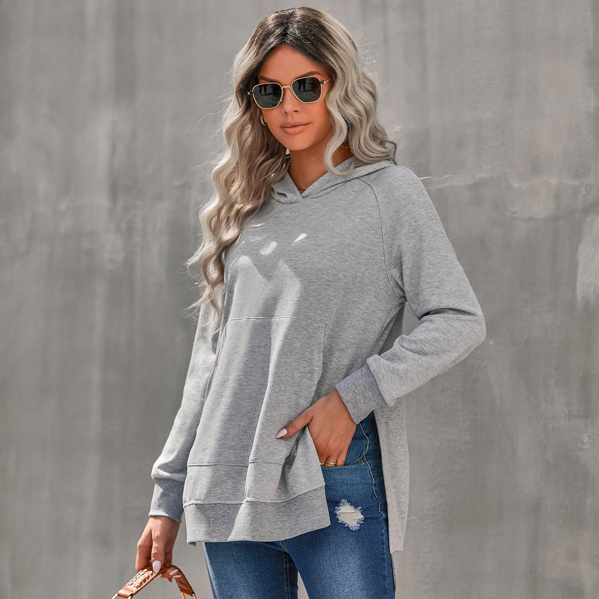 Solid Color Hooded Pullover Sweatshirt | Streetwear