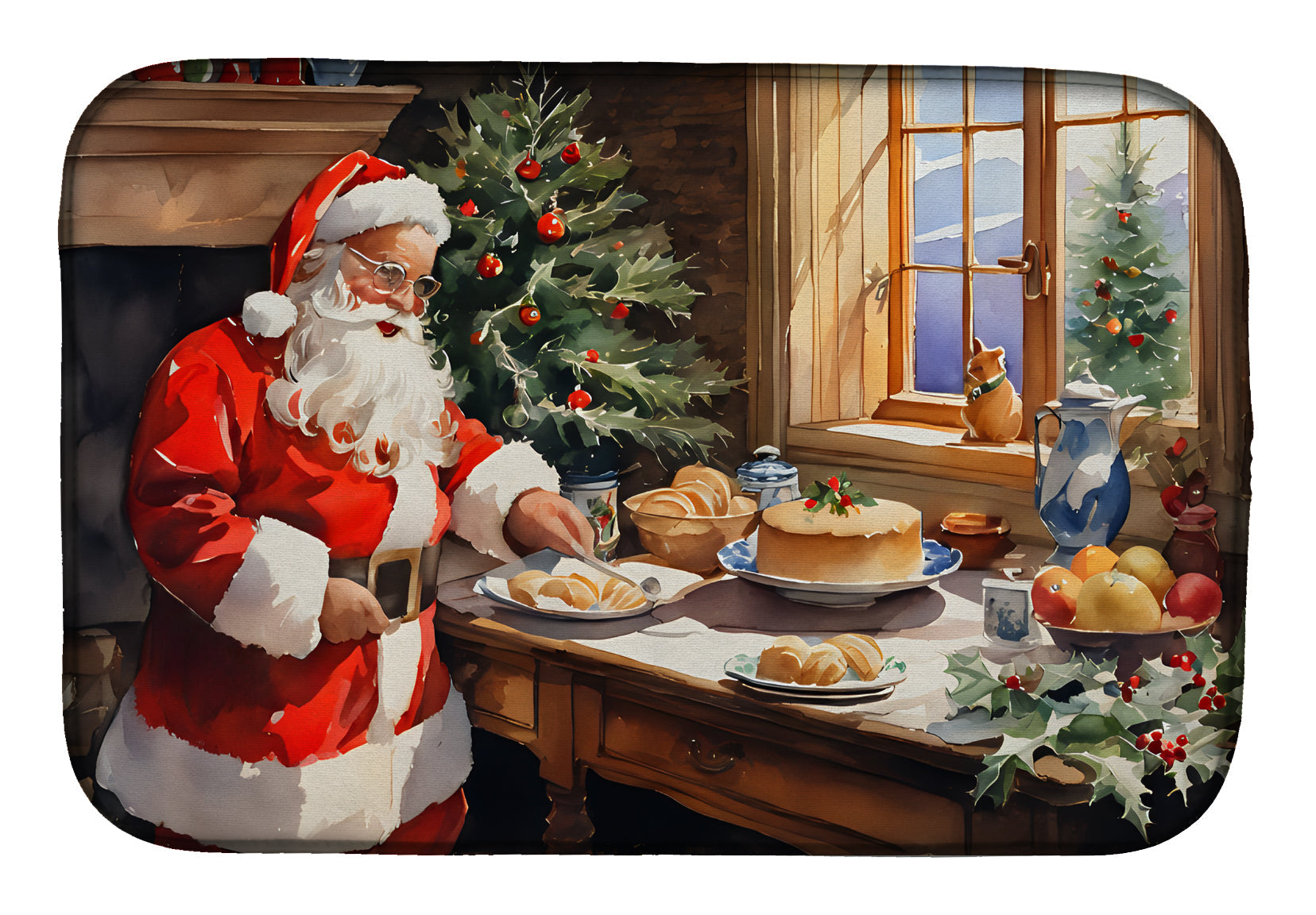 Cookies with Santa Claus Dish Drying Mat