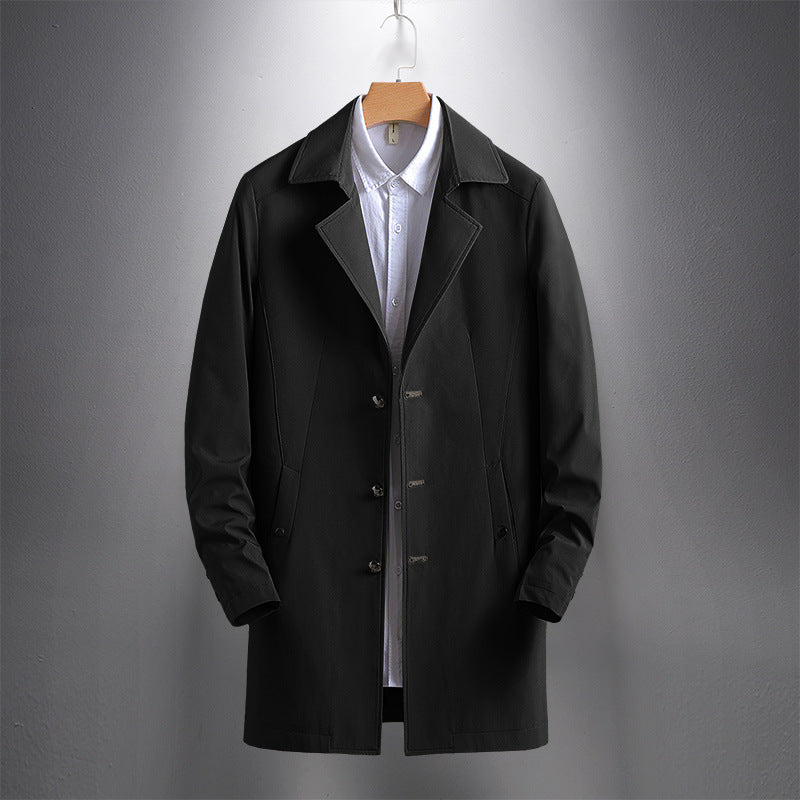 Men's Casual Long Lapel Windbreaker Jacket Coat