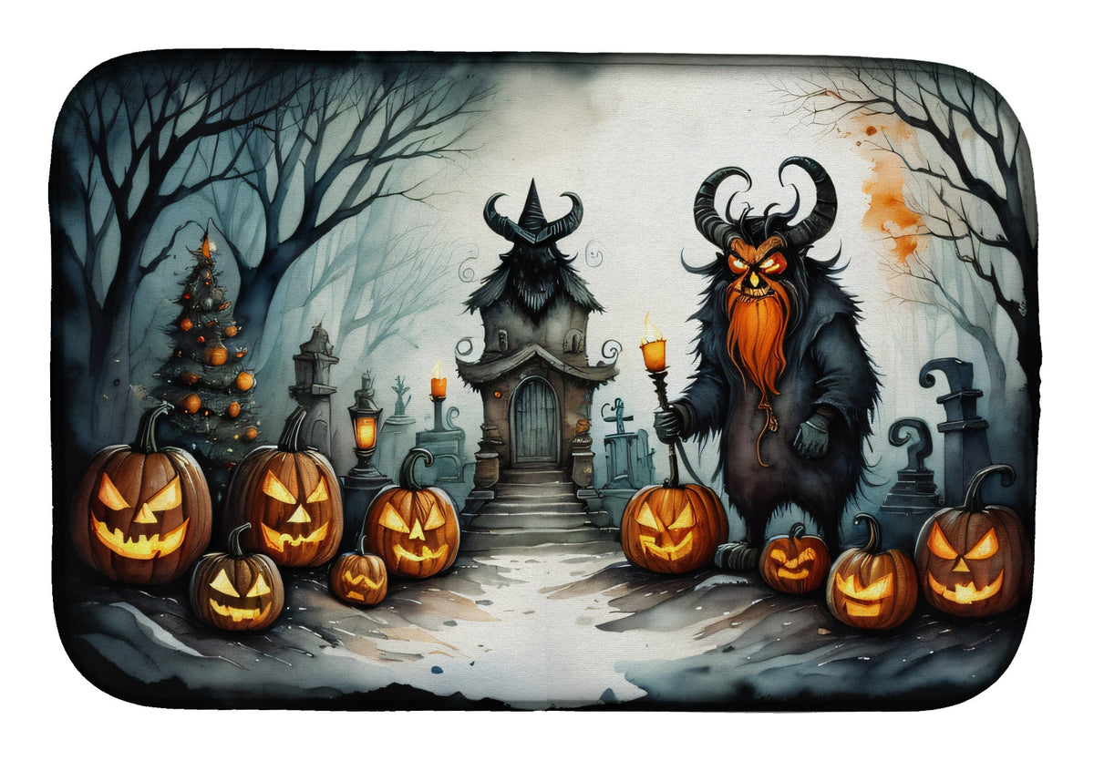 Krampus The Christmas Demon Spooky Halloween Dish Drying Mat