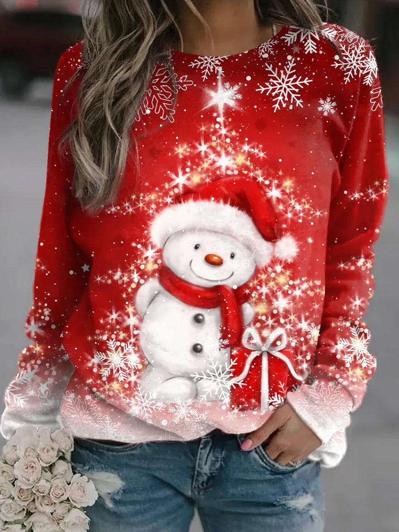Women's Long-Sleeved Sweater with Printed Design