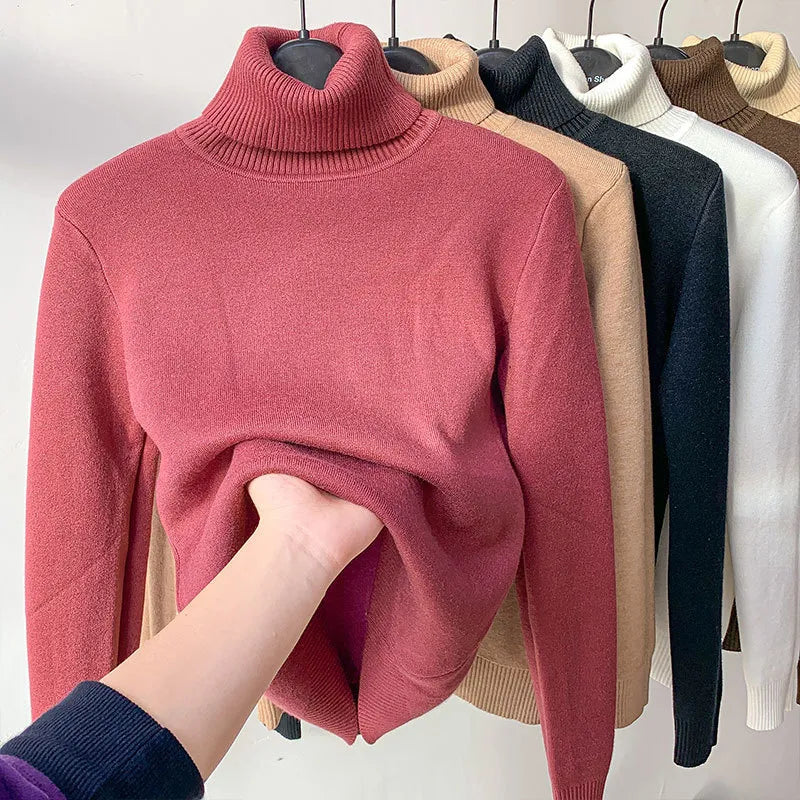 Women's Elegant Turtleneck Winter Sweater - Thick, Warm Knit Pullover | Streetwear
