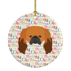 Pekingese Merry Christmas Ceramic Ornament