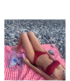 Korean Sexy High-Cut Solid Color Bikini for Small Bust