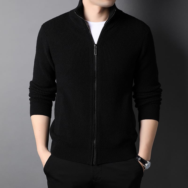 Men's Zipper Long Sleeve Stand-up Collar Sweater
